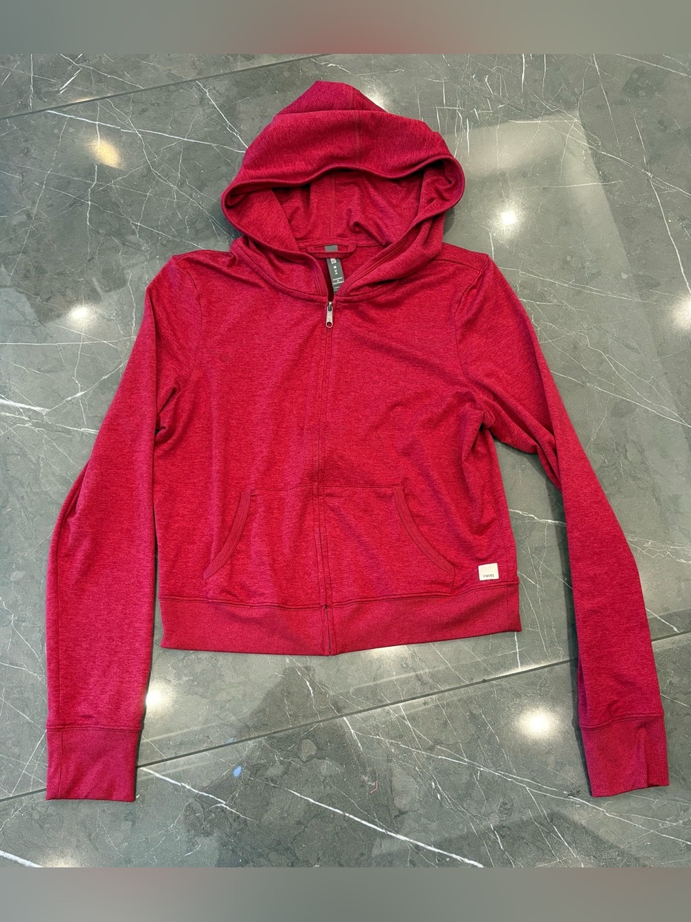 Women's Vuori Halo Mini Full Zip Hoodie Small Strawberry Heather Color Red NWOT
